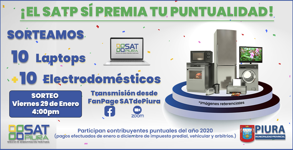 SATP realizará sorteo de 10 laptops y 10 electrodomésticos