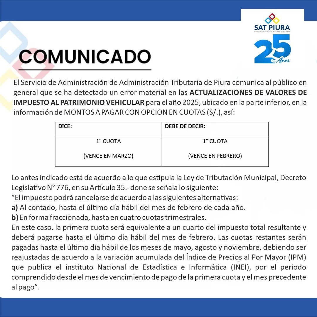 comunicado vehicular 2025
